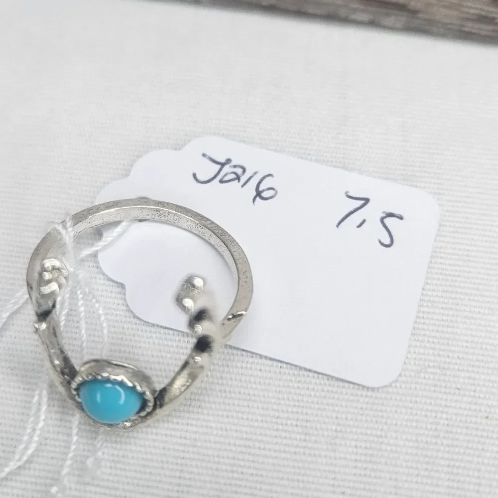 Antler And Faux Turquoise Silver Tone Fashion Ring Sz 7.5 NWT
